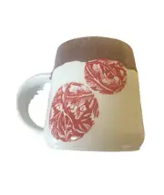 Handmade Studio Pottery Stenciled Coffee Mug
