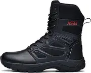 [CLSQLXYJZC] Men Desert Combat Military Boots, Spring and Fall Lace-up Sports Comfortable Shock Absorption Hiking Shoes, for Outdoor High-top Wear-resistant Hiking Shoes