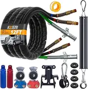 KOOTANS 12FT Semi Truck Air Line Kit with Gladhands, Handles, Holder, Tender Spring Kit 3 in 1 Air Brake Hoses and 7 Way Trailer Cord Air Lines Set for Semi Truck Trailer Tractor