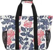[sanluoli] Tote Collapsable Beach Tote Bag Sandproof with Handles Laundry Totes, Nautical Beach Ocean Style Roses Safari, 1 size