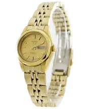 Seiko 5 Automatic 21 Jewels Gold Tone Dial Stainless Steel SYMA38K1 Ladies Watch