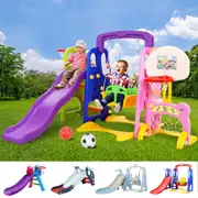 Keezi Kids Slide Swing Set Outdoor Toys Playground Activity Basketball Hoop