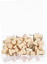 TEMPNAP 50pcs Natural Wood Head Push Pins with Points for Cork Boards Bulletin Boards and Photos Design with Storage Box for Easy Organization