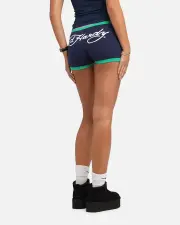 [ED HARDY] Ed Hardy Women's Logo Mini Shorts Navy/green - Size M M Navy/Green