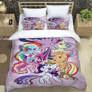 v2566 Bed Sheets Rainbow Pony Unicorn printed bedding duvet cover Queen bedding set Soft and comfortable customized King size bedding set 3-Piece Bedd