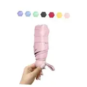 Mini Folding Travel Umbrella for Rain Lightweightmall Compact Pocket S Pink-S