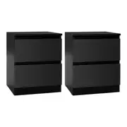 2x Bedside Table 2 Drawers - PEPE Black