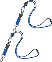 uxcell 2-Pack Lanyards for ID Badges, Blue Adjustable Keychain Long Key Neck Lanyard Strap with Detachable Buckle for Man/Woman/Girls/Teacher, ID Holder Folder