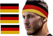 [ZENRUIMING] 3 Pcs German Flag Hair Bands, Sweat Absorbing and Breathable Sports Elastic Hair Bands, Multi-Functional Turban Yoga Headbands