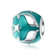 Dolphin Round Charm Fit Bracelet and Bangle Silver plating Jewelry