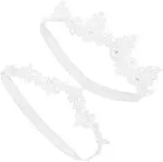 [COSMEVIVI] 2pcs Lace Garters for Bride Elegant Wedding Day Accessories Soft Elastic Leg Bands Classic Design for Bridal Gown Comfortable Fit