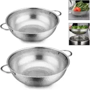 Colander Set of 2, Heavy Duty Stainless Steel Micro-Perforated Strainer Mesh Col