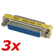 3 Pack DB25 25-Pin Serial D-SUB Female to Female Gender Changer Coupler Adapter