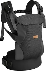 CUBY Baby Carrier Newborn to Toddler, Breathable Baby Front Carrier with Adjustable Neck Support - Hands Free Newborn Toddler Carriers for Travel Outdoor up to 40lbs(Black, Magnetic Buckle Style)