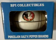 New NIB BPI Collectibles FLORIDA STATE SEMINOLES Porcelain SALT & PEPPER SHAKERS
