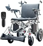 Equipmed Power Electric Wheelchair, Airline Approved Wheelchair, Extra Lightweight, Long Range, Lithium Batteries, Silver