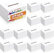 Fullhawl Ballot Raffle Box White Suggestions Donations 6 x 4.5 x 4 Inch Cardboard Box with Removable Header Charity for Fundraising Collecting Business Card Voting Contest (12 Pack)