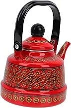 GRADENEVE Retro Enamel Kettle Household Water Heating Pot for Tea Enamel Compatible with Induction Gas Stoves Classic Geometric Design