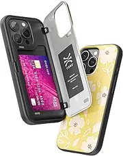TORU CX Hybrid for iPhone 13 Pro Max Wallet Case | Dual Layer Slim Protective Hard Cover with Hidden 2-Credit Card Slot Holder - Floral Pattern