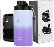 Bottle Bottle 2Litre Insulated Large Water Bottle with Straw and Dual-use Lid Half Gallon Double Wall Vacuum Water Jug Stainless Steel Big Water Bottle for Workout and Sports （Purple Gradient）