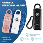 Personal Alarm Keychain 130dB Emergency Siren Alarm Flashlight Women Pink