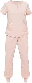 [ａ aternee] Uniforms Scrub Set Workwear Nurse Top and Pants Female Clothes with Pockets Nursing Work suits for Operating Room Cosmetology