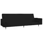 2-Seater Sofa Bed with Two Pillows Settee Couch Living Room Black Velvet vidaXL