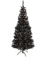 Northlight 6ft Pre-Lit Black Artificial Tinsel Christmas Tree Clear Lights