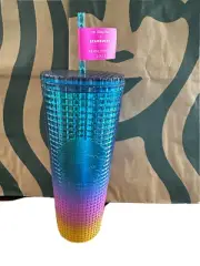 Starbucks 2023 Tim Singleton Tumbler Pride Rainbow Ombre Grid Cup Venti Design