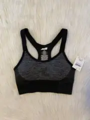 Avia Sports Bra Womens Size Small Gray Black Wireless Keyhole Racerback Cami