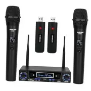 Wireless Microphone System, Metal Dual Professional UHF Cordless Dynamic Mic,