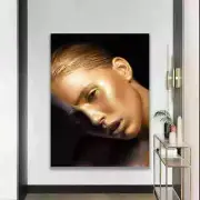 Gold Glitter Woman Beauty Salon Modern Unframed Canvas Print Australian Wall Art