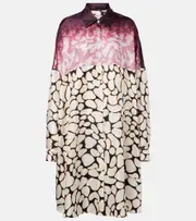 [Dries Van Noten] Dries Van Noten Colorblocked printed silk shirt dress AU 10 multicoloured