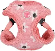 [Pinkaholic New York] Nanala Comfort Dog Harness Step-in Warm Winter Flower Pattern for Small Dog, Indian Pink, Small