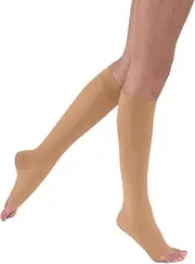 JOBST UltraSheer Knee High 15-20 mmHg Compression Stockings, Open Toe, Medium, Sun Bronze