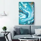 Abstract Marble Blue Gold Framed Canvas Wall Art Print Living Room Prints