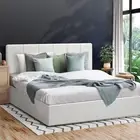 Oikiture Bed Frame Double Size Gas Lift Beds Base Storage PU Leather ZOE