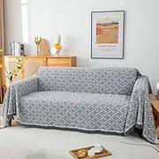 LHGOGO Throws for Sofas Large Sofa Throw 3 Seaters, Stereoscopic Jacquard Woven Versatile Decorative Throw for Sofa, Bedspread and Settee 180x300cm Light Grey
