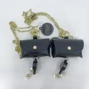 bath and body works (2) pocket back holders black with ID badge, chain and snap
