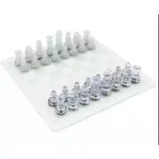 Classic CHESS & Checkers With GLASS Board Clear And Frosted Pieces NEW Game Set