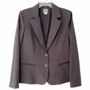 Anne Klein Women’s Blazer Jacket Open Front Collared Business Workwear Gray 14