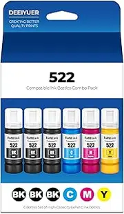 T522 522 Ink Refill Bottles ET-2800 ET-4800 ET-2400 ET-2803 Replacement for 522 Refill Ink T522 Use for Eco Tank ET-2400 ET-2720 ET-2800 ET-2803 ET-2840 ET-4800 ET-4810 ET 2400 ET 2800 ET 4800 Printer