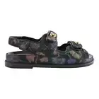 Chanel 21A Black Denim Graffiti CC Logo Mule Slide Strap Flat Teva Dad Sandal 35