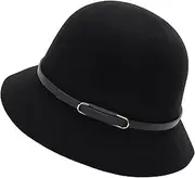 [CXQRR] 1920s Winter Wool Cloche Bucket Hat for Women Round Top Bowler Top Derdy Fedora Hat