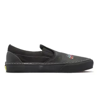 Vans 休閒鞋 Classic Slip-On S 男鞋 女鞋 皮革 黑 全黑 火焰 懶人鞋 簽名鞋 VN0A3MUCN3H