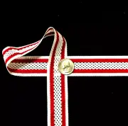 Athletic Ribbon Trim Stripe Braid Trim Mesh Trim 1-1/8" White Red 5 yds AR6