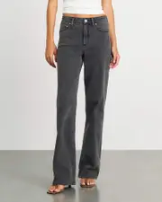 [Jag] Jag Women's Billie Wide Leg Jeans In Washed Black Size 34/16 34/16 Black