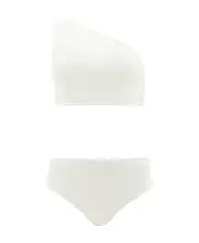 One-word shoulder split swimsuit XS white