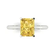2.5 ct Radiant Cut Natural Citrine Wedding Bridal Promise Ring 14k White Gold