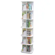 6 Tiers Versatile Square Wooden Rotating Swivel Bookshelf Bookcase Cabinet White 190CM